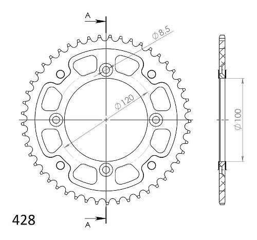 Supersprox Stealth Chain wheel 428 - 48Z (black)