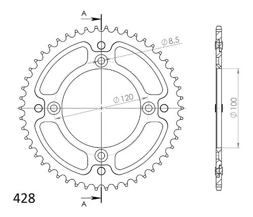 Supersprox Stealth Chain wheel 428 - 50Z (black)