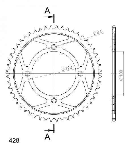 Supersprox acier roue d`entrainement 428 - 51Z (noir)