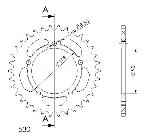 Supersprox Aluminium Chain wheel 530 - 34Z (black)