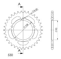 Supersprox aluminio rueda de cadena 530 - 34Z (negro)