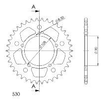 Supersprox aluminio rueda de cadena 530 - 37Z (oro)