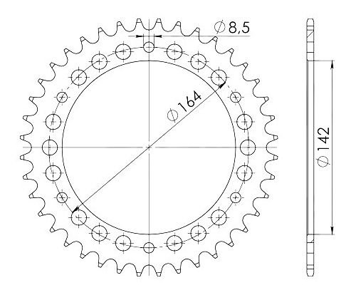 Supersprox Stahl-Kettenrad 520 - 46Z (schwarz)