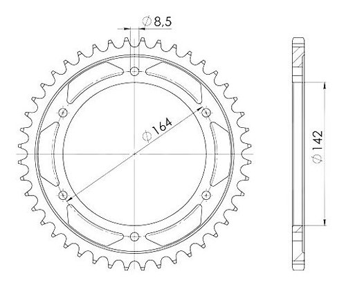 Supersprox acciaio rocchetto per catena 525 - 44Z (nero)