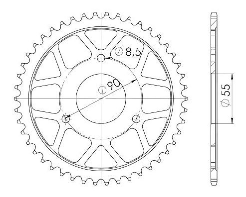 Supersprox Steel Chain wheel 428 - 46Z (black)