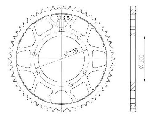 Supersprox Steel Chain wheel 420 - 44Z (black)