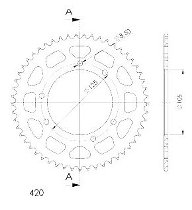 Supersprox Aluminium Chain wheel 420 - 53Z (gold)