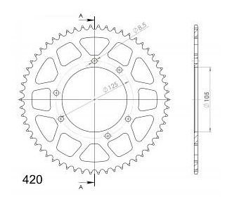 Supersprox Aluminium Chain wheel 420 - 58Z (gold)