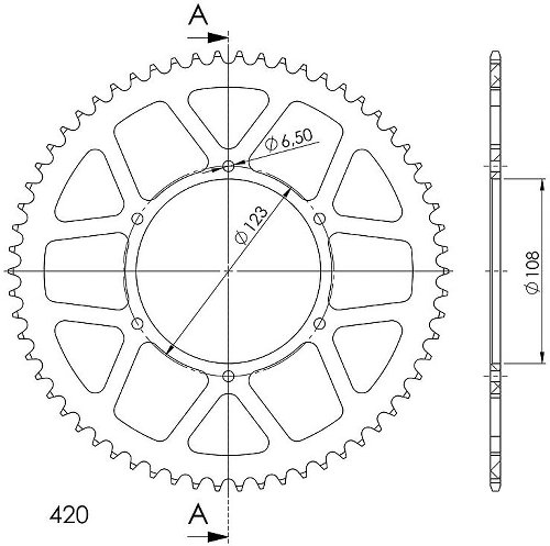 Supersprox aluminium roue d`entrainement 420 - 62Z (or)