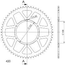 Supersprox aluminium roue d`entrainement 420 - 62Z (or)