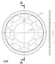 Supersprox acero rueda de cadena 428 - 69Z (negro)