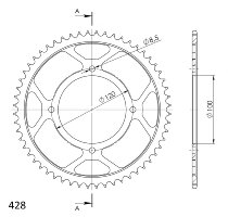 Supersprox Steel Chain wheel 428 - 54Z (black)