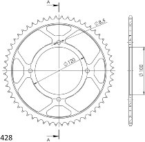 Supersprox acero rueda de cadena 428 - 56Z (negro)