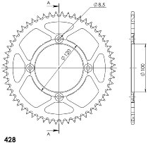 Supersprox aluminio rueda de cadena 428 - 56Z (rojo)