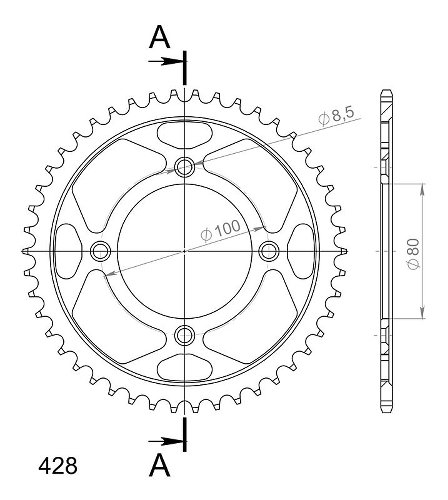 Supersprox acier roue d`entrainement 428 - 46Z (noir)