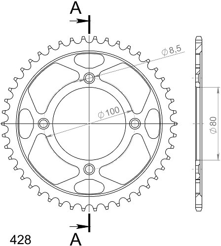 Supersprox acier roue d`entrainement 428 - 49Z (noir)