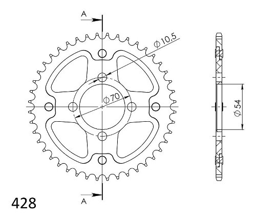 Supersprox Stealth rocchetto per catena 428 - 42Z (oro)