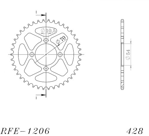 Supersprox acier roue d`entrainement 428 - 44Z (noir)