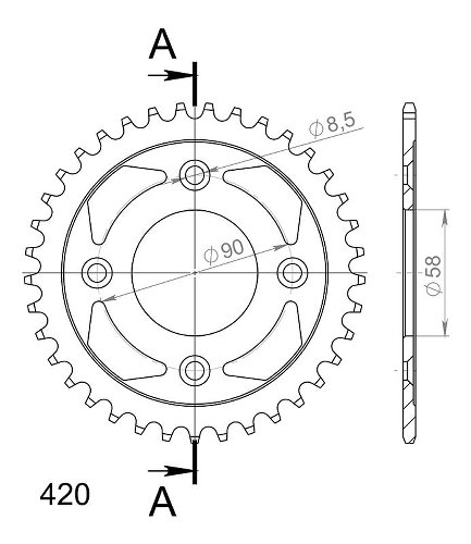 Supersprox acciaio rocchetto per catena 420 - 37Z (nero)