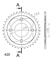 Supersprox acciaio rocchetto per catena 420 - 37Z (nero)