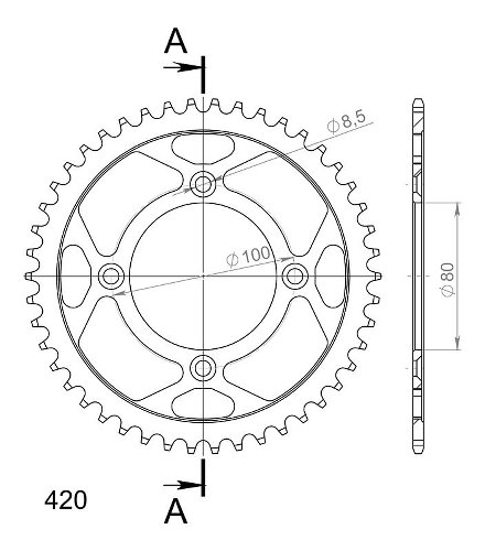 Supersprox acciaio rocchetto per catena 420 - 40Z (nero)