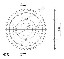 Supersprox acciaio rocchetto per catena 428 - 44Z (nero)