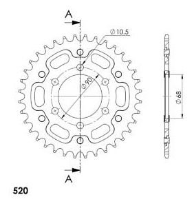 Supersprox Stealth rocchetto per catena 520 - 36Z (oro)