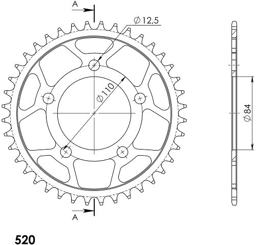 Supersprox acero rueda de cadena 520 - 36Z (negro)