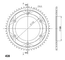 Supersprox Steel Chain wheel 428 - 54Z (black)