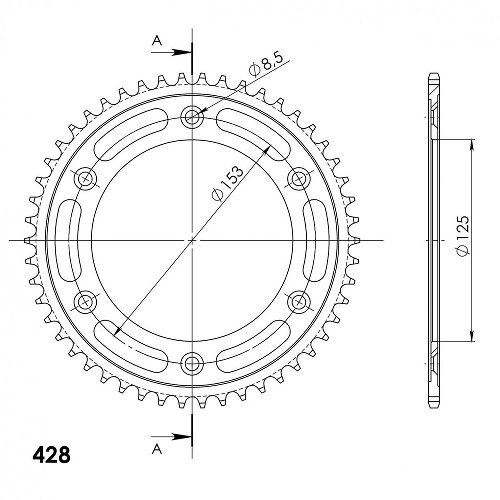 Supersprox acciaio rocchetto per catena 428 - 49Z (nero)