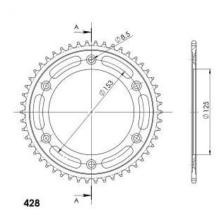 Supersprox acier roue d`entrainement 428 - 50Z (noir)