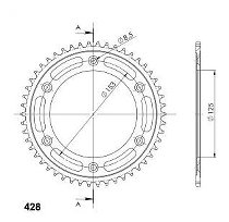 Supersprox acciaio rocchetto per catena 428 - 50Z (nero)