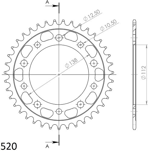 Supersprox Stahl-Kettenrad 520 - 38Z (schwarz)