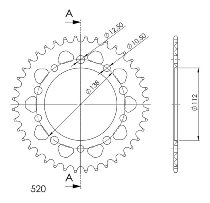 Supersprox aluminium roue d`entrainement 520 - 38Z (noir)