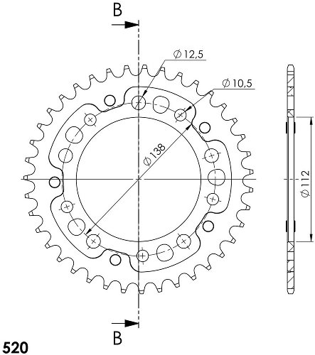 Supersprox Stealth rueda de cadena 520 - 38Z (rojo)