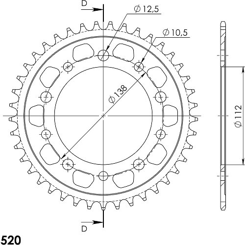 Supersprox Steel Edge rueda de cadena 520 - 41Z (negro)