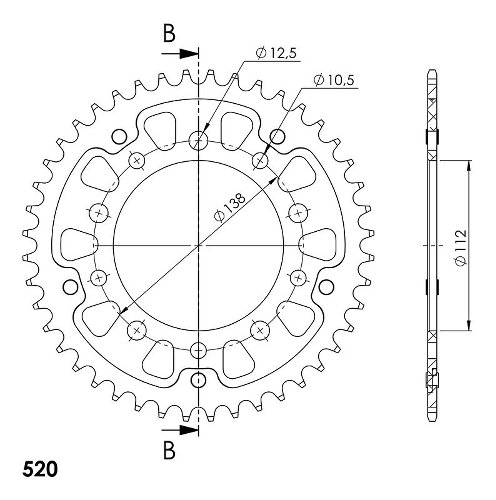 Supersprox Stealth rocchetto per catena 520 - 43Z (nero)