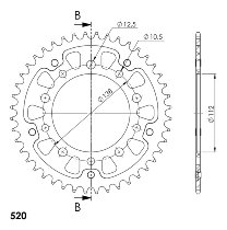 Supersprox Stealth rocchetto per catena 520 - 43Z (nero)