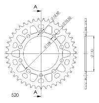 Supersprox aluminium roue d`entrainement 520 - 43Z (bleue)