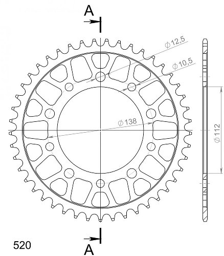 Supersprox Steel Chain wheel 520 - 44Z (black)