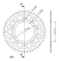 Supersprox aluminium roue d`entrainement 520 - 44Z (noir)