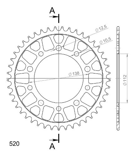 Supersprox acciaio rocchetto per catena 520 - 45Z (nero)