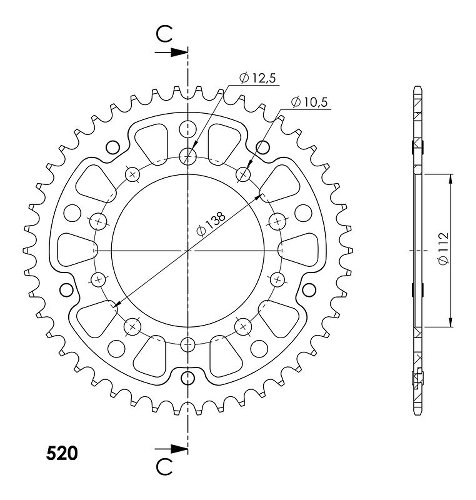 Supersprox Stealth rueda de cadena 520 - 45Z (oro)