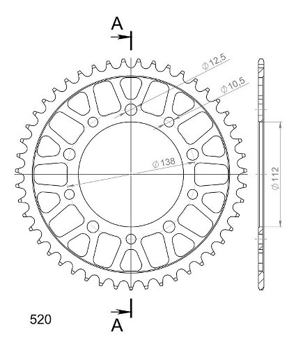 Supersprox acier roue d`entrainement 520 - 47Z (noir)