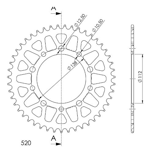 Supersprox aluminium roue d`entrainement 520 - 47Z (noir)