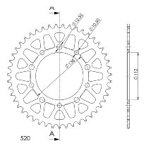 Supersprox alluminio rocchetto per catena 520 - 47Z (nero)