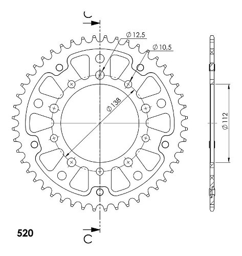 Supersprox Stealth Chain wheel 520 - 48Z (gold)