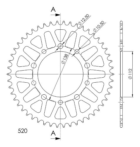 Supersprox aluminium roue d`entrainement 520 - 49Z (noir)