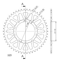 Supersprox alluminio rocchetto per catena 520 - 49Z (nero)