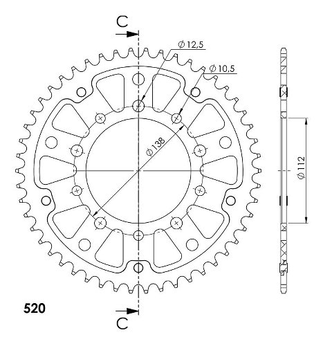 Supersprox Stealth Chain wheel 520 - 50Z (gold)